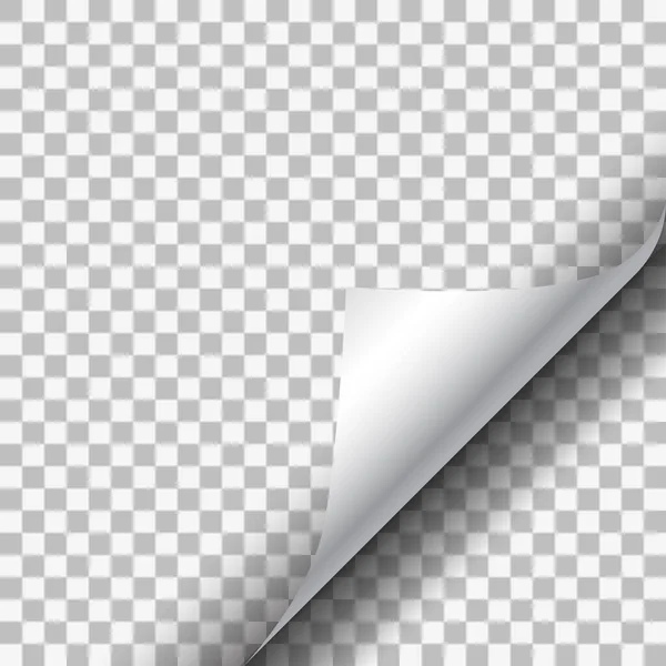 Weißes Papier Ecke auf transparentem Hintergrund. — Stockvektor