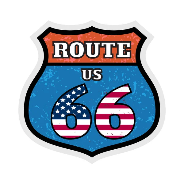 American Route 66 Highway road sign grunge pahýl vektor stock ilustrace. typografie, grafický tisk trička. — Stockový vektor