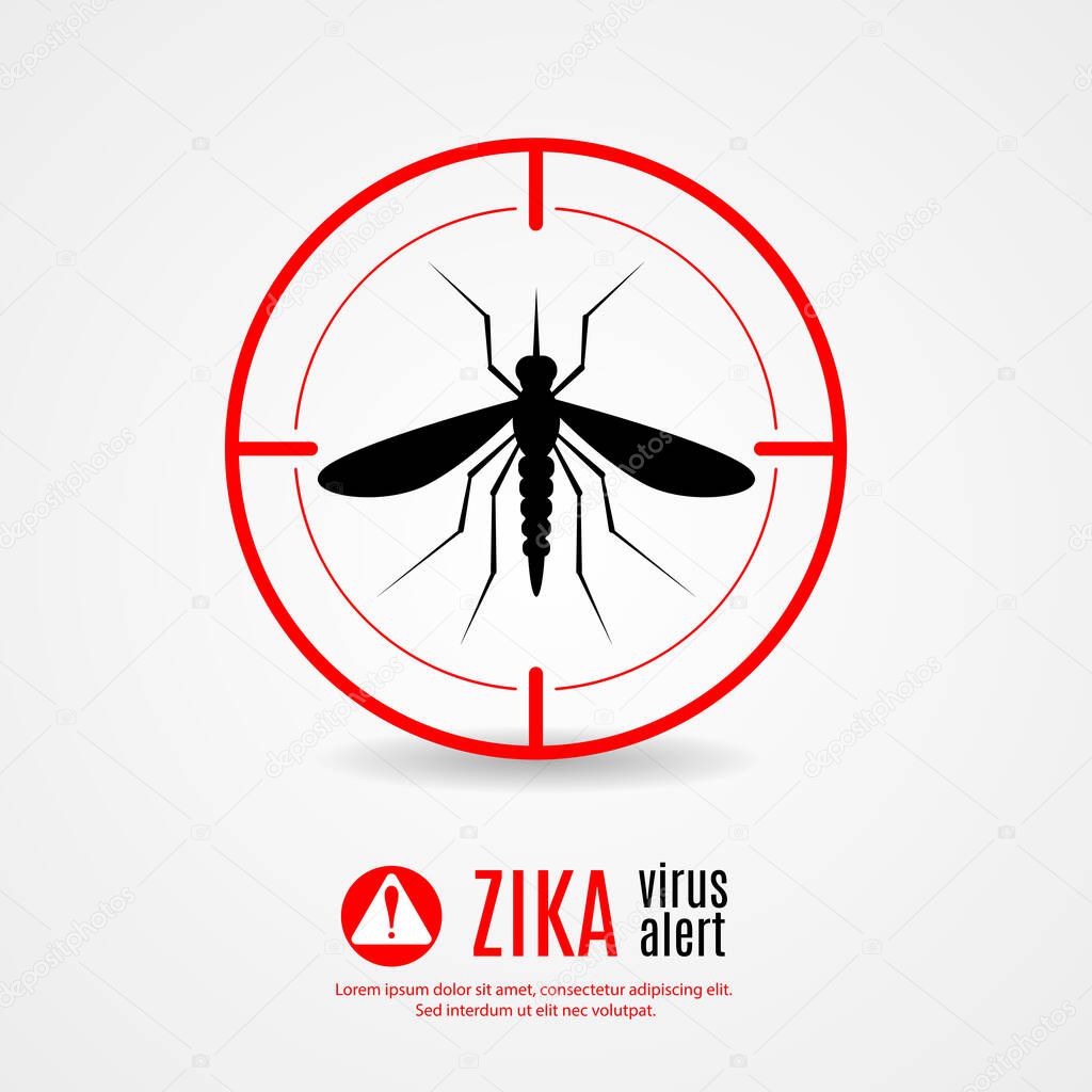 Nature, Aedes Aegypti mosquitoes with stilt target. sights signal. Ideal for informational and institutional related sanitation and care - stock vector.