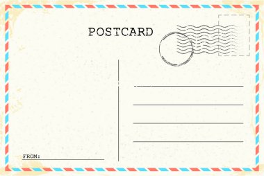 Postcard template. Old vintage Retro envelope with stamp. Vector illustration. EPS 10. clipart