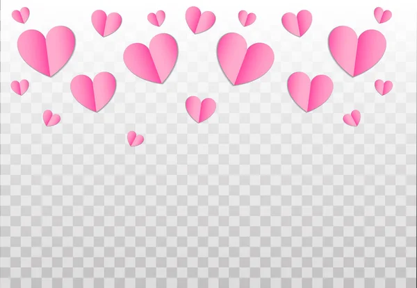 Carta rosa cuori modello di sfondo per San Valentino, modello di matrimonio o biglietto di auguri di design. Elemento vettoriale di carta San Valentino Salva la data amore cuori isolati su sfondo trasparente. — Vettoriale Stock