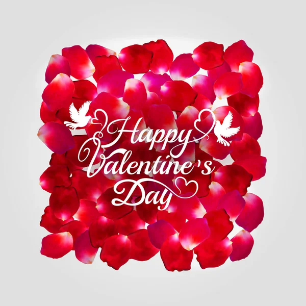 Rode roos vector bloemblaadje vierkante frame geïsoleerd op witte achtergrond. Een gelukkige Valentijnsdag. Eps 10 — Stockvector