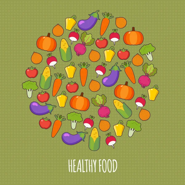 Kochen. Gemüsesymbole umrahmen den Rahmen. Organische Lebensmittel Symbole Vektor Illustration. — Stockvektor