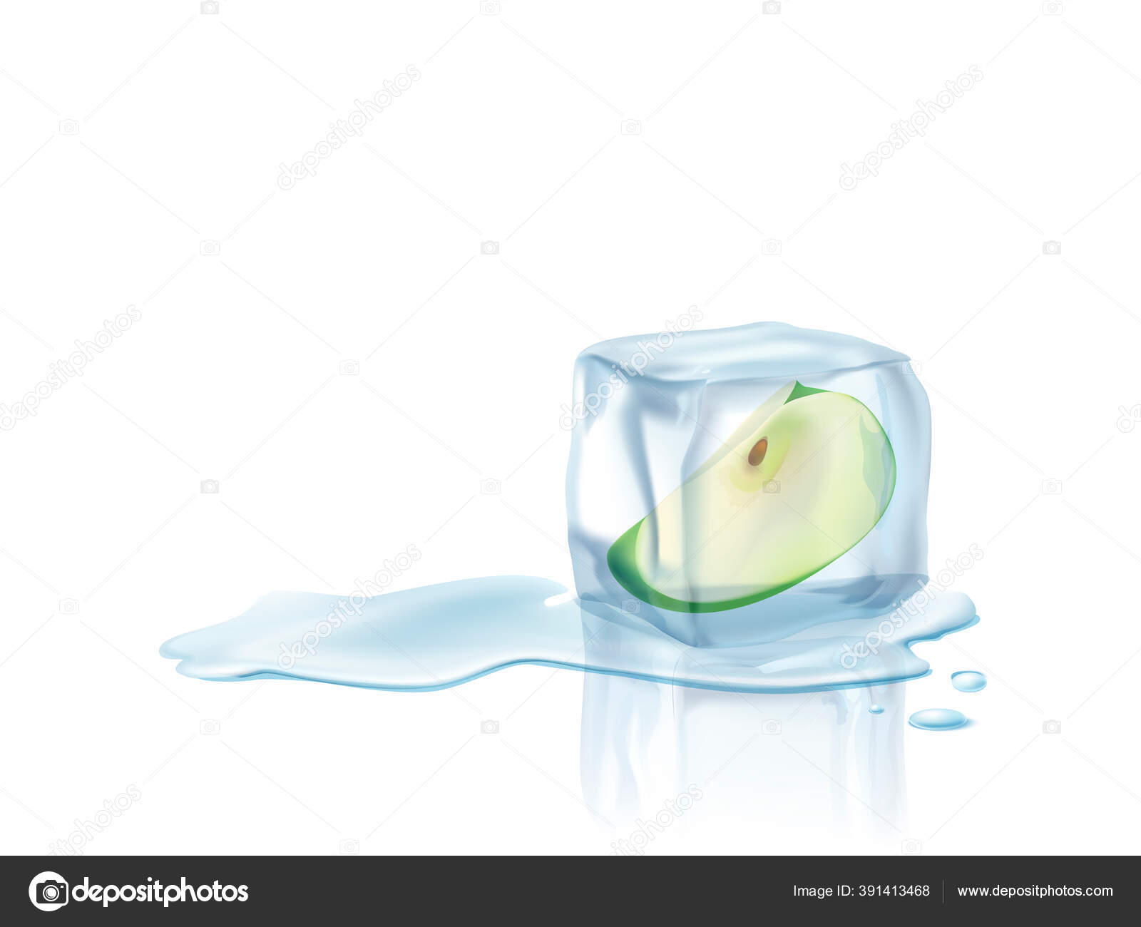 氷のキューブにアップル イラスト ストック写真 C Cristinafernandz
