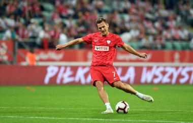 Wroclaw, Polonya - 11 Eylül 2018: Polonya ve Irelan Cumhuriyeti arasında Uluslararası dostluk maçı