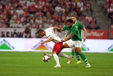 Wroclaw, Polonya - 11 Eylül 2018: Polonya ve Irelan Cumhuriyeti arasında Uluslararası dostluk maçı