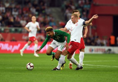 Wroclaw, Polonya - 11 Eylül 2018: Polonya ve Irelan Cumhuriyeti arasında Uluslararası dostluk maçı