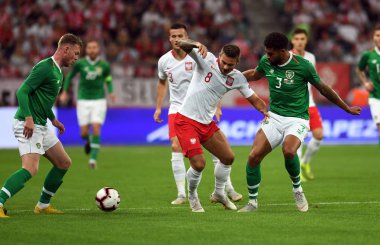 Wroclaw, Polonya - 11 Eylül 2018: Polonya ve Irelan Cumhuriyeti arasında Uluslararası dostluk maçı