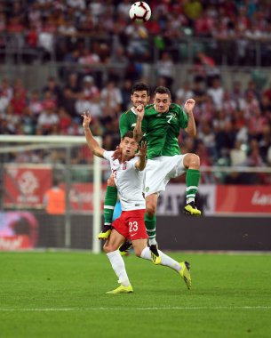 Wroclaw, Polonya - 11 Eylül 2018: Polonya ve Irelan Cumhuriyeti arasında Uluslararası dostluk maçı