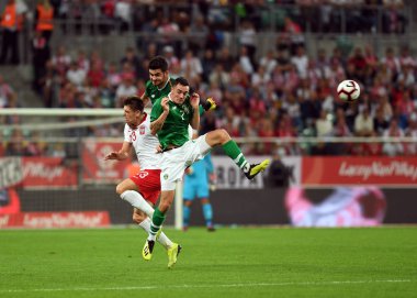 Wroclaw, Polonya - 11 Eylül 2018: Polonya ve Irelan Cumhuriyeti arasında Uluslararası dostluk maçı