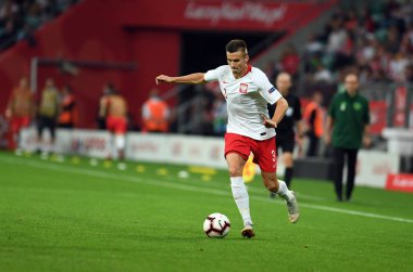 Wroclaw, Polonya - 11 Eylül 2018: Polonya ve Irelan Cumhuriyeti arasında Uluslararası dostluk maçı