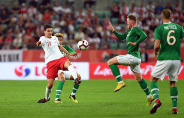 Wroclaw, Polonya - 11 Eylül 2018: Polonya ve Irelan Cumhuriyeti arasında Uluslararası dostluk maçı