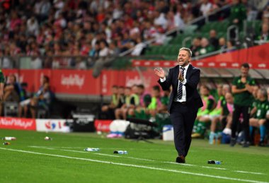 Wroclaw, Polonya - 11 Eylül 2018: Polonya ve Irelan Cumhuriyeti arasında Uluslararası dostluk maçı