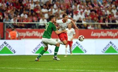 Wroclaw, Polonya - 11 Eylül 2018: Polonya ve Irelan Cumhuriyeti arasında Uluslararası dostluk maçı