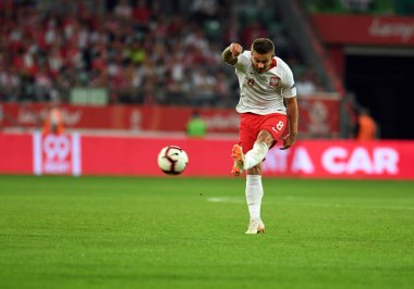 Wroclaw, Polonya - 11 Eylül 2018: Polonya ve Irelan Cumhuriyeti arasında Uluslararası dostluk maçı