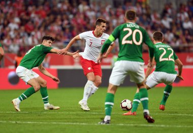 Wroclaw, Polonya - 11 Eylül 2018: Polonya ve Irelan Cumhuriyeti arasında Uluslararası dostluk maçı