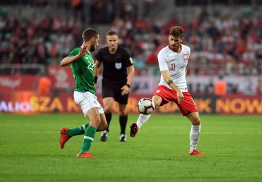 Wroclaw, Polonya - 11 Eylül 2018: Polonya ve Irelan Cumhuriyeti arasında Uluslararası dostluk maçı