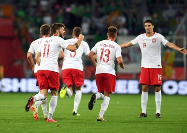 Wroclaw, Polonya - 11 Eylül 2018: Polonya ve Irelan Cumhuriyeti arasında Uluslararası dostluk maçı