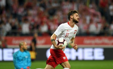 Wroclaw, Polonya - 11 Eylül 2018: Polonya ve Irelan Cumhuriyeti arasında Uluslararası dostluk maçı