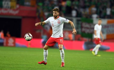 Wroclaw, Polonya - 11 Eylül 2018: Polonya ve Irelan Cumhuriyeti arasında Uluslararası dostluk maçı