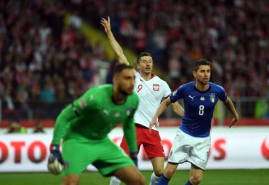 Chorzow, Polonya - 14 Ekim 2018: Uefa Milletler Ligi Polonya ve Ital
