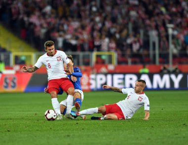 Chorzow, Polonya - 14 Ekim 2018: Uefa Milletler Ligi Polonya ve Ital