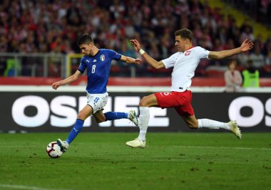 Chorzow, Polonya - 14 Ekim 2018: Uefa Milletler Ligi Polonya ve Ital
