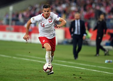 Chorzow, Polonya - 14 Ekim 2018: Uefa Milletler Ligi Polonya ve Ital