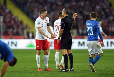 Chorzow, Polonya - 14 Ekim 2018: Uefa Milletler Ligi Polonya ve Ital