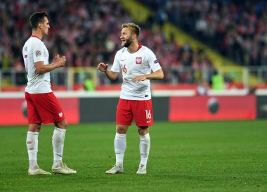 Chorzow, Polonya - 14 Ekim 2018: Uefa Milletler Ligi Polonya ve Ital