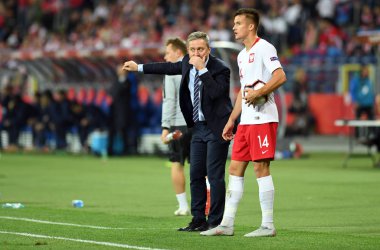 Chorzow, Polonya - 14 Ekim 2018: Uefa Milletler Ligi Polonya ve Ital