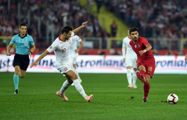 Chorzow, Polonya - 11 Ekim 2018: Uefa Milletler Ligi Polonya ve Portuga