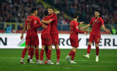 Chorzow, Polonya - 11 Ekim 2018: Uefa Milletler Ligi Polonya ve Portuga