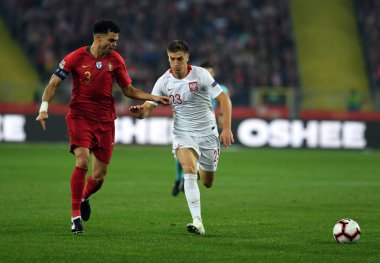Chorzow, Polonya - 11 Ekim 2018: Uefa Milletler Ligi Polonya ve Portuga