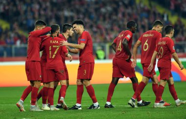 Chorzow, Polonya - 11 Ekim 2018: Uefa Milletler Ligi Polonya ve Portuga
