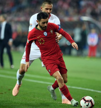 Chorzow, Polonya - 11 Ekim 2018: Uefa Milletler Ligi Polonya ve Portuga
