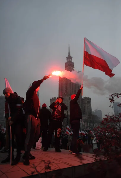 Varšava Polsko Října 2018 Oslava 100 Výročí Znovuzískání Nezávislosti Tím — Stock fotografie