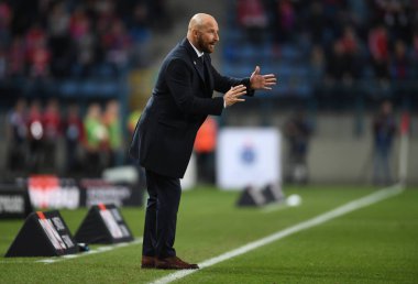 Krakow, Polonya - 17 Mart 2019: İlave Ligi Polonya Futbol Ligi loto Ekstraklasa Wisla Krakow - Cracovia Derb