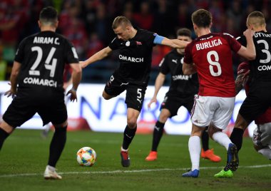 Krakow, Polonya - 17 Mart 2019: İlave Ligi Polonya Futbol Ligi loto Ekstraklasa Wisla Krakow - Cracovia Derb