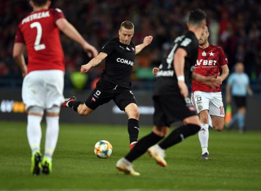 Krakow, Polonya - 17 Mart 2019: İlave Ligi Polonya Futbol Ligi loto Ekstraklasa Wisla Krakow - Cracovia Derb