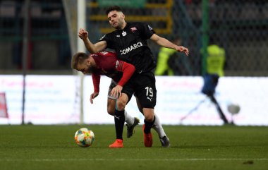 Krakow, Polonya - 17 Mart 2019: İlave Ligi Polonya Futbol Ligi loto Ekstraklasa Wisla Krakow - Cracovia Derb