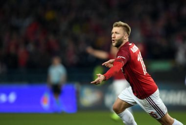 Krakow, Polonya - 17 Mart 2019: İlave Ligi Polonya Futbol Ligi loto Ekstraklasa Wisla Krakow - Cracovia Derb