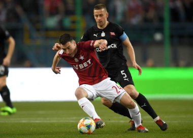 Krakow, Polonya - 17 Mart 2019: İlave Ligi Polonya Futbol Ligi loto Ekstraklasa Wisla Krakow - Cracovia Derb