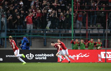 Krakow, Polonya - 17 Mart 2019: İlave Ligi Polonya Futbol Ligi loto Ekstraklasa Wisla Krakow - Cracovia Derb