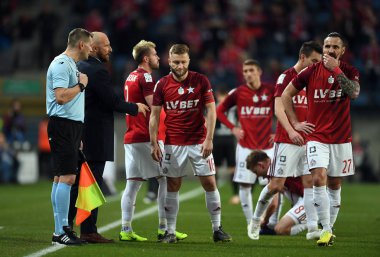 Krakow, Polonya - 17 Mart 2019: İlave Ligi Polonya Futbol Ligi loto Ekstraklasa Wisla Krakow - Cracovia Derb