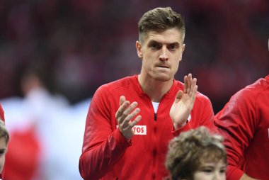 Krzysztof PIATEK (Polonya) giriş Uefa Euro 2020 sırasında Polonya - Letonya 24 Mart 2019 yılında çizer, Varşova, Polonya Pge Ulusal Stadyumu Varşova Letonya ile 2:0 kazandı.