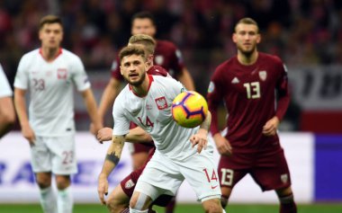 Eylem sırasında Uefa Euro 2020 Mateusz Klich (Polonya) Polonya - Letonya 24 Mart 2019 yılında çizer, Pge Ulusal Stadyumu Varşova, Polonya Varşova Letonya ile 2:0 kazandı.