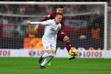 Eylem sırasında Uefa Euro 2020 Piotr Zielinski (Polonya) Polonya - Letonya 24 Mart 2019 yılında çizer, Pge Ulusal Stadyumu Varşova, Polonya Varşova Letonya ile 2:0 kazandı.