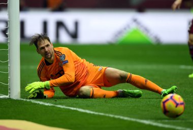 Pavels Steinbors (Letonya) Uefa Euro 2020 sırasında eylem Polonya - Letonya 24 Mart 2019 yılında çizer, Varşova, Polonya Pge Ulusal Stadyumu Varşova Letonya ile 2:0 kazandı.