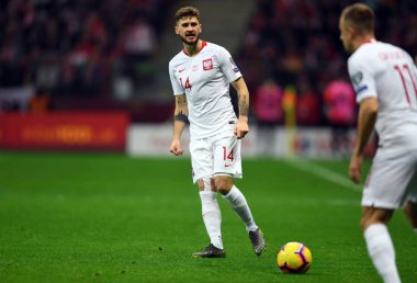 Eylem sırasında Uefa Euro 2020 Mateusz Klich (Polonya) Polonya - Letonya 24 Mart 2019 yılında çizer, Pge Ulusal Stadyumu Varşova, Polonya Varşova Letonya ile 2:0 kazandı.